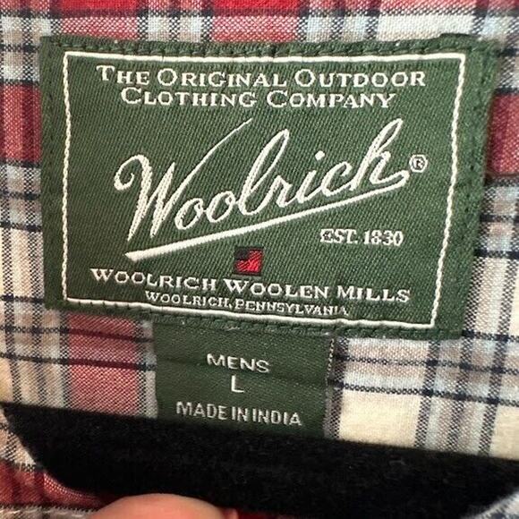 Woolrich Shirt Mens Large Red Plaid Pocketed Button Up Short Sleeve Collared Top - Picture 3 of 6